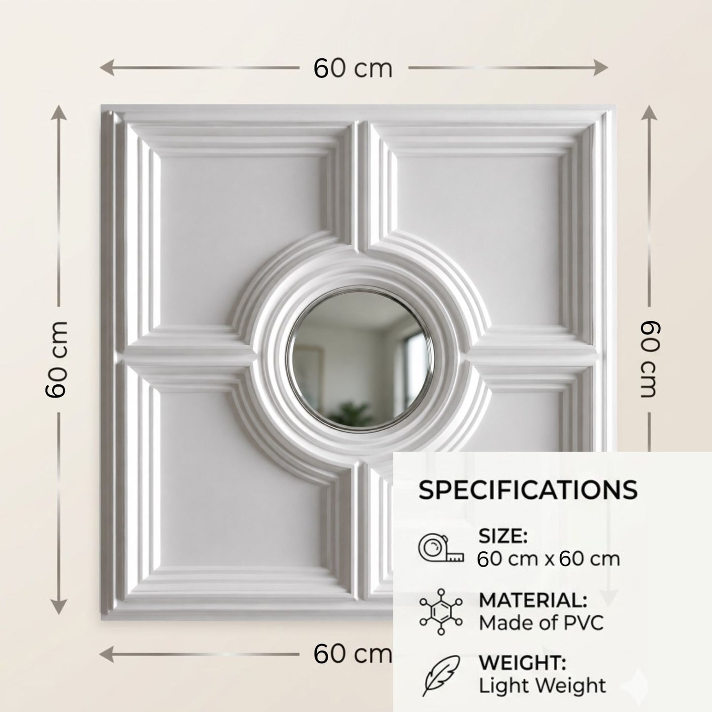 White Regal Medallion Design With Silver Mirror-2