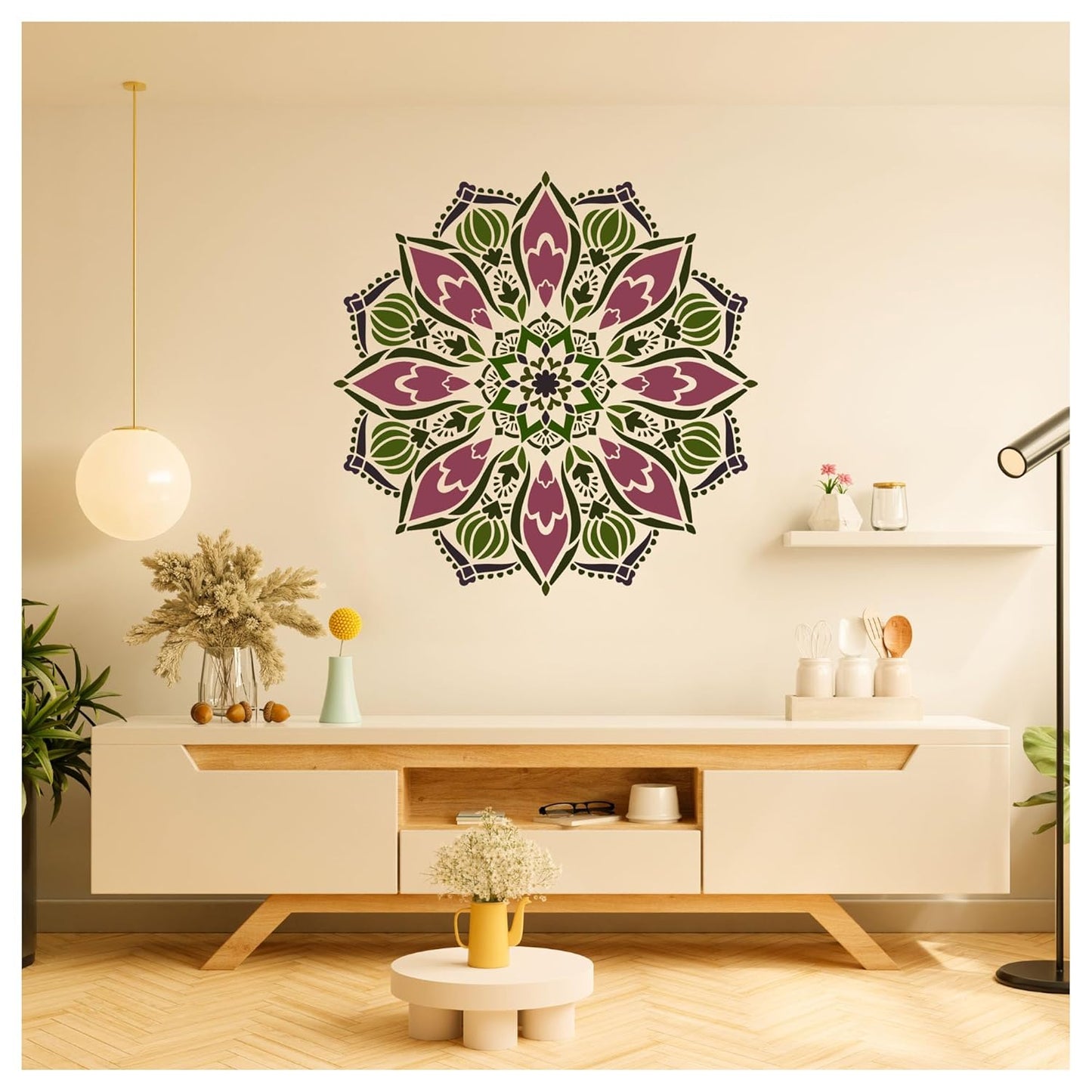 Latest Devotion Full Mandala Paint Wall Stencil (KDRDSS1219)