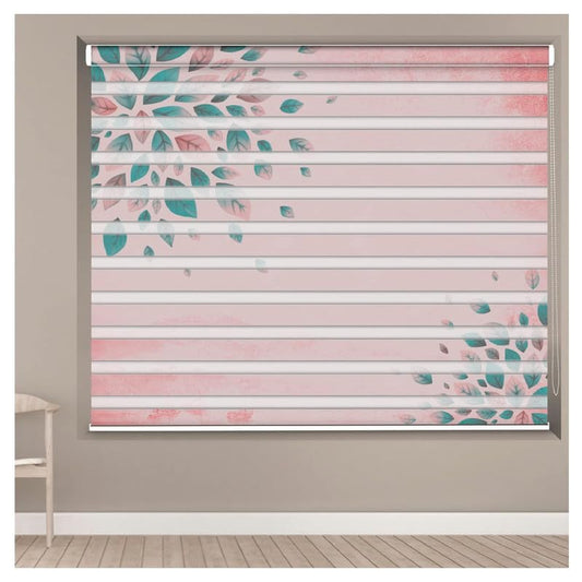 Zebra Blinds for Windows and Doors with Dual Shade, Horizontal Stripes, Blinds for Home & Office (Customized Size, Colorful Leaves Art Design)