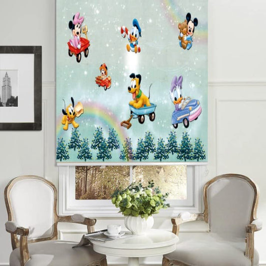 Printed Blackout Window Roller Blind Mickey Mouse Cartoon Design
