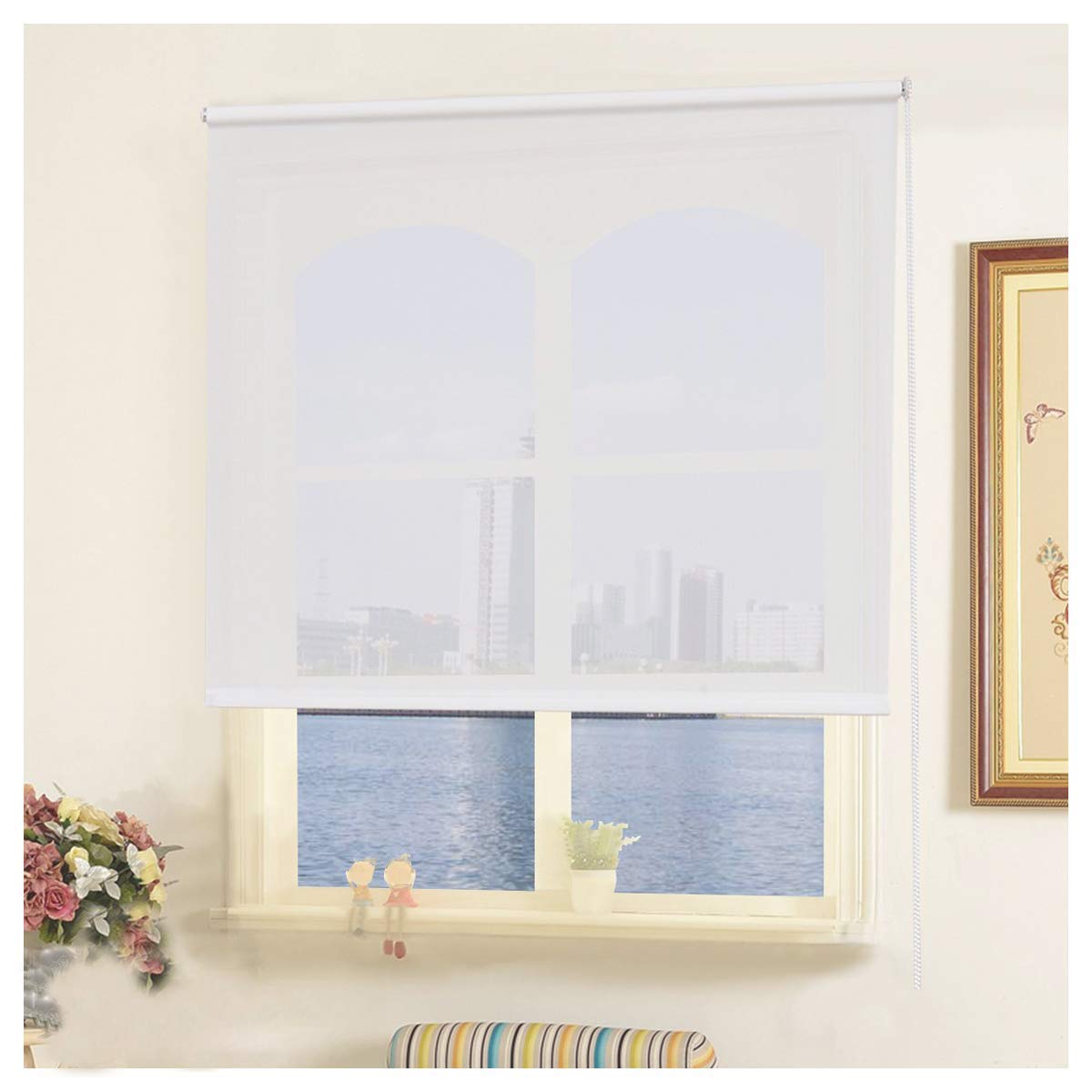 Blackout Roller Blinds for Windows - White (Customized Size)