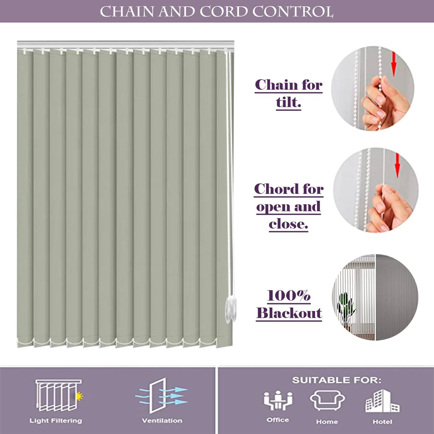 Kayra Decor Vertical Blinds for Windows - Vertical Blinds Curtain for Home - Bedroom, Kitchen, Sliding Door, and Balcony (Customized Size, Green)