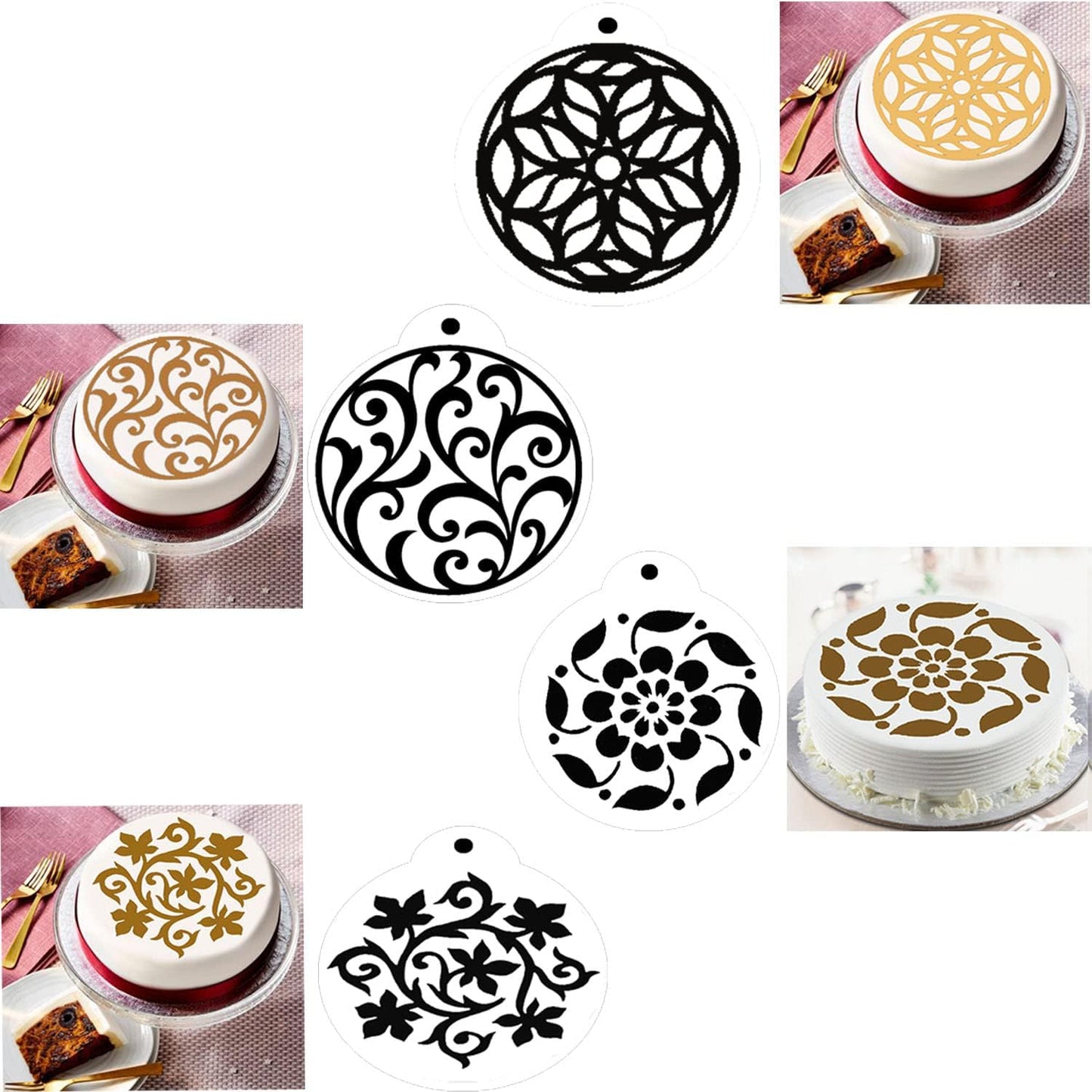 Top Cake Stencils Design 20 cm Pack of 4
