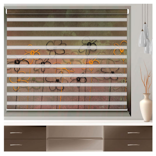Zebra Blinds for Windows and Doors with Dual Shade, Horizontal Stripes, Blinds for Home & Office (Customized Size, Flower Art 3D )