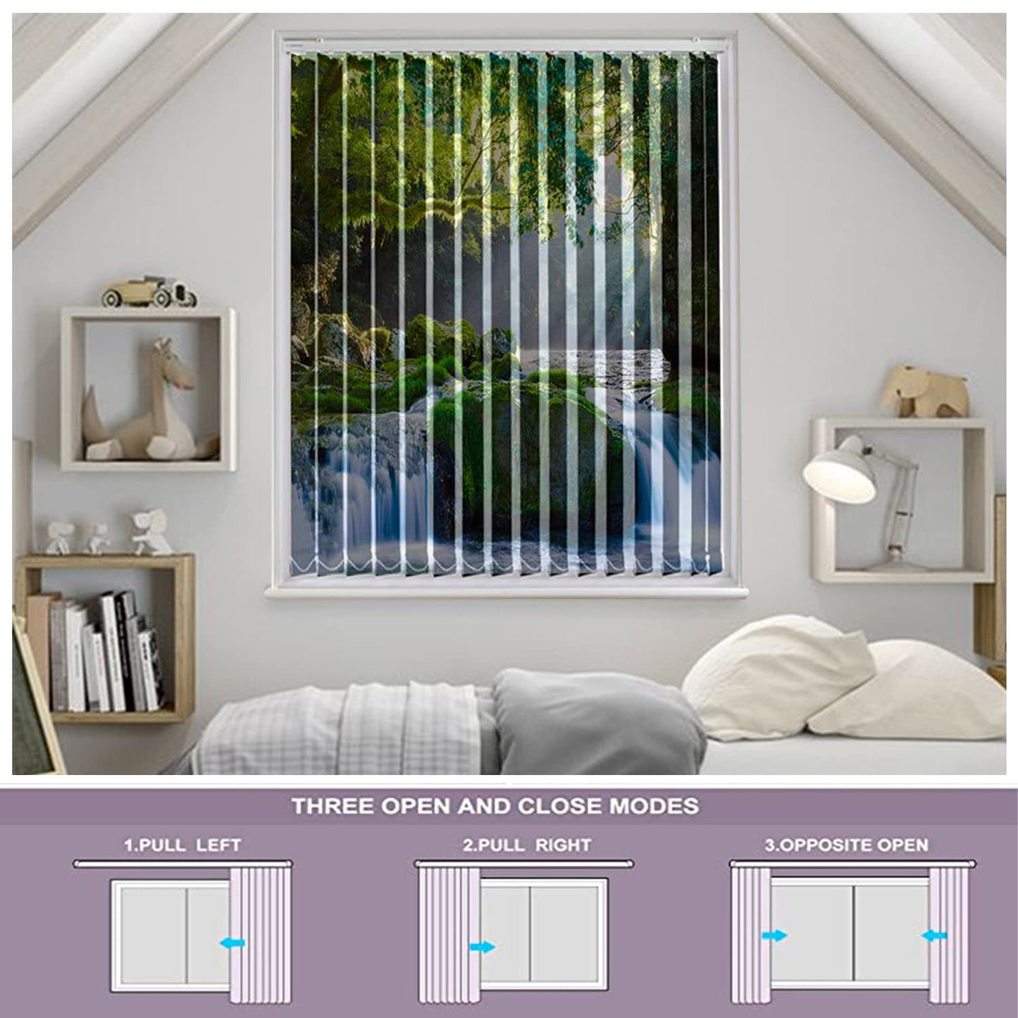 Vertical Blinds for Windows,French Door and Sliding Door Blinds for Smart Home Office, (Customized Size, Beautiful Nature)