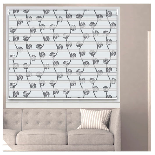 Zebra Blinds for Windows and Doors with Dual Shade, Horizontal Stripes, Blinds for Home & Office (Customized Size, Abstract Circles Design)