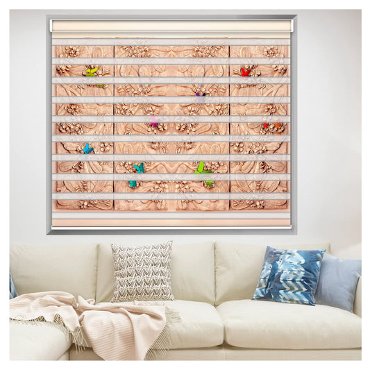 Zebra Blinds for Windows and Doors with Dual Shade, Horizontal Stripes, Blinds for Home & Office (Customized Size, Colorful Butterfly Art)