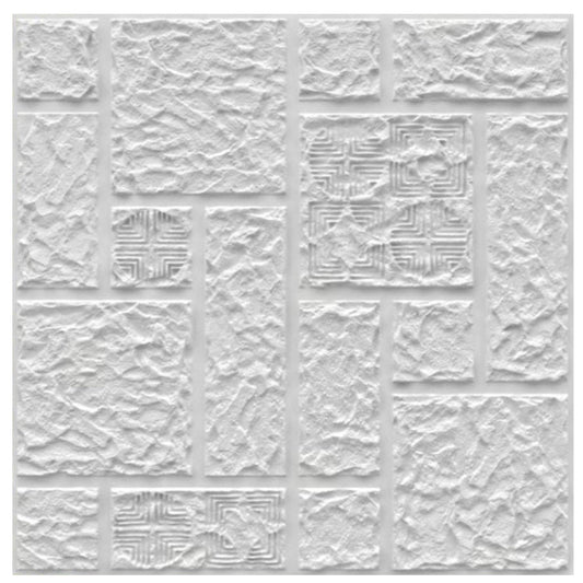 Kayra Decor 3D Self Adhesive Wall Panel -Abstract White Color Brick Design - 50 X 50 cm