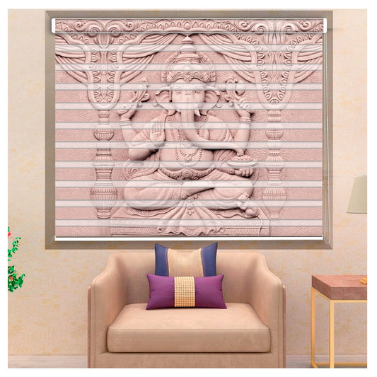 Zebra Blinds for Windows and Doors with Dual Shade, Horizontal Stripes, Blinds for Home & Office (Customized Size, Ganesha)