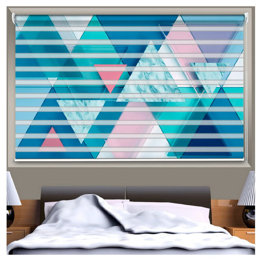 Zebra Blinds for Windows and Doors with Dual Shade, Horizontal Stripes, Blinds for Home & Office (Customized Size, Triangle Shape Art)