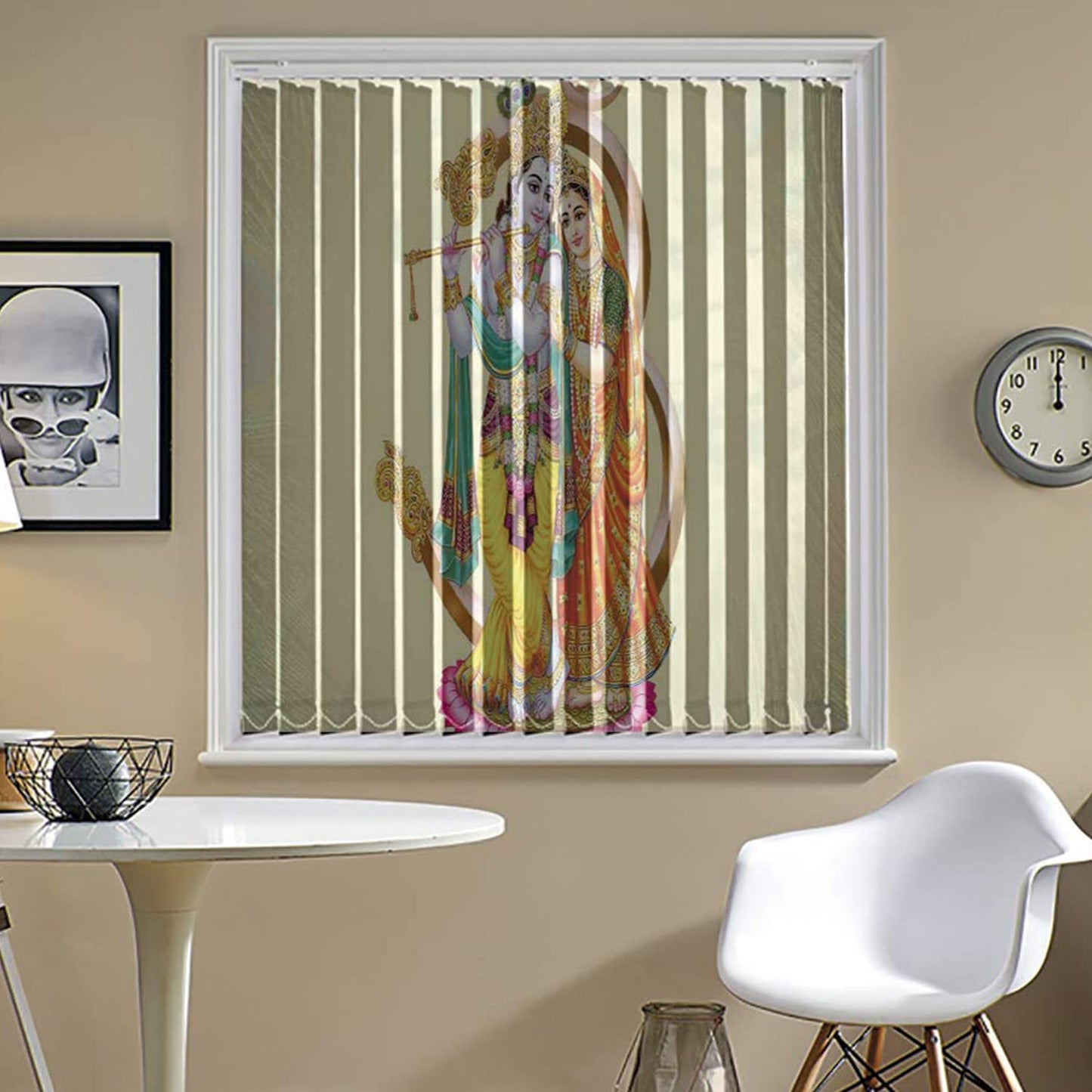 Vertical Blinds for Windows,French Door and Sliding Door Blinds for Smart Home Office, (Customized Size, Radhe Krishna)
