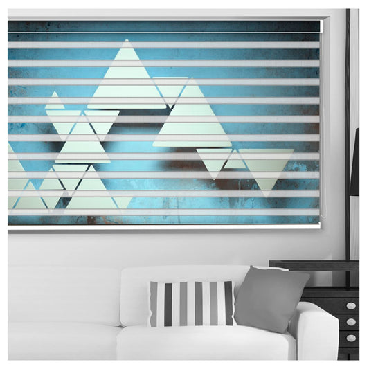 Zebra Blinds for Windows and Doors with Dual Shade, Horizontal Stripes, Blinds for Home & Office (Customized Size, Triangle Art )