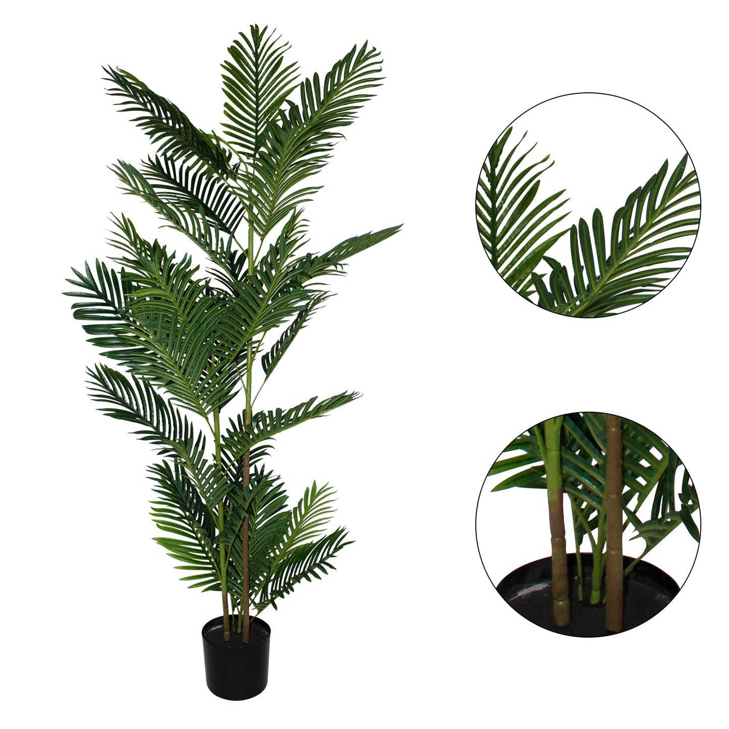 Kayra Decor Areca 5 Feet Artificial Palm Tree - Big Size with Pot (Black)