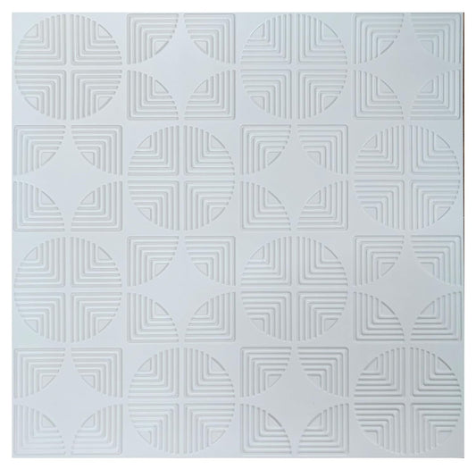 Kayra Decor 3D Self Adhesive Wall Panel -White Geometric Design - (Size 50 x 50 CM)