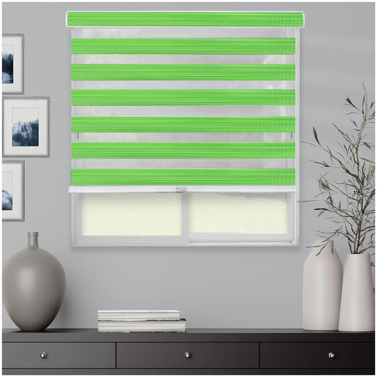 Zebra Blinds for Windows and Doors with Dual Shade, Light Control Blinds for Home & Office (Customized Size, 7050-Green)