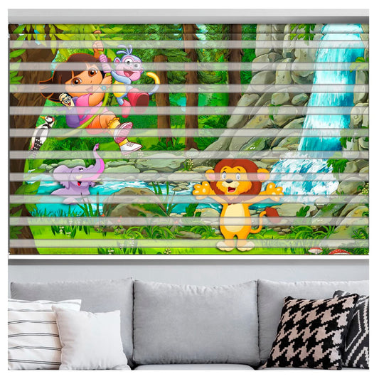 Zebra Blinds for Windows and Doors with Dual Shade, Horizontal Stripes, Blinds for Home & Office (Customized Size, Dora The Explorer)