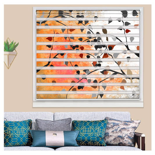 Zebra Blinds for Windows and Doors with Dual Shade, Horizontal Stripes, Blinds for Home & Office (Customized Size, Tree Branch Art )