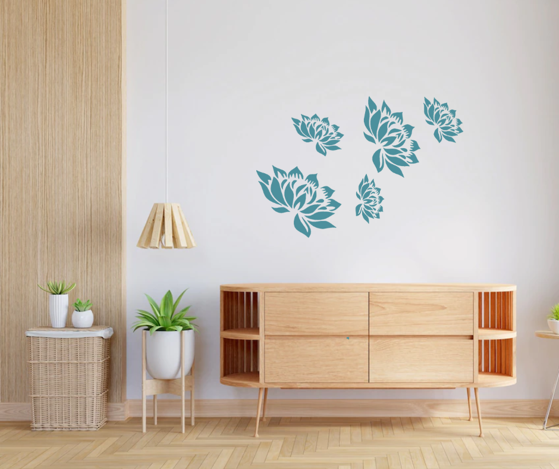 Lotus Flower Wall Design Stencil (KHSNT117)