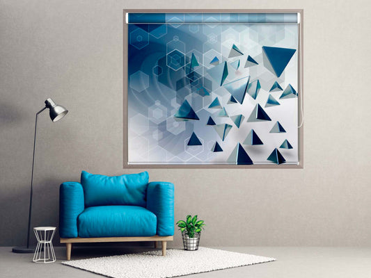 Printed Blackout Roller Blinds for Window - Geometrics Triamgle Design, Customized Size