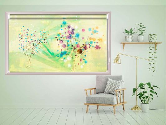 Printed Blackout Roller Blinds for Window Yellow Floral