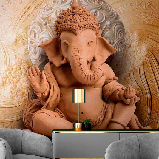 Lord Ganesha 3D Wallpaper Print, Customize/ Personalized Wallpaper for Smart Home Office