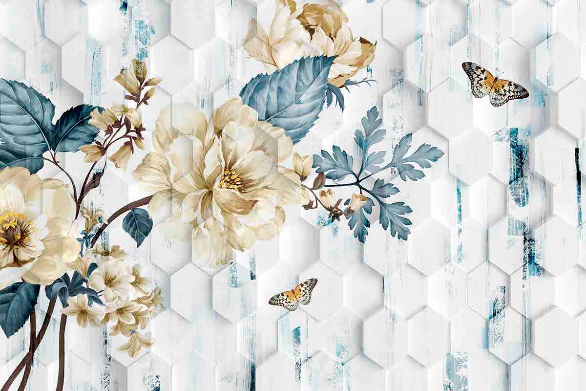 Floral Wallpaper Print, Customize/ Personalized Wallpaper for Smart Home Office