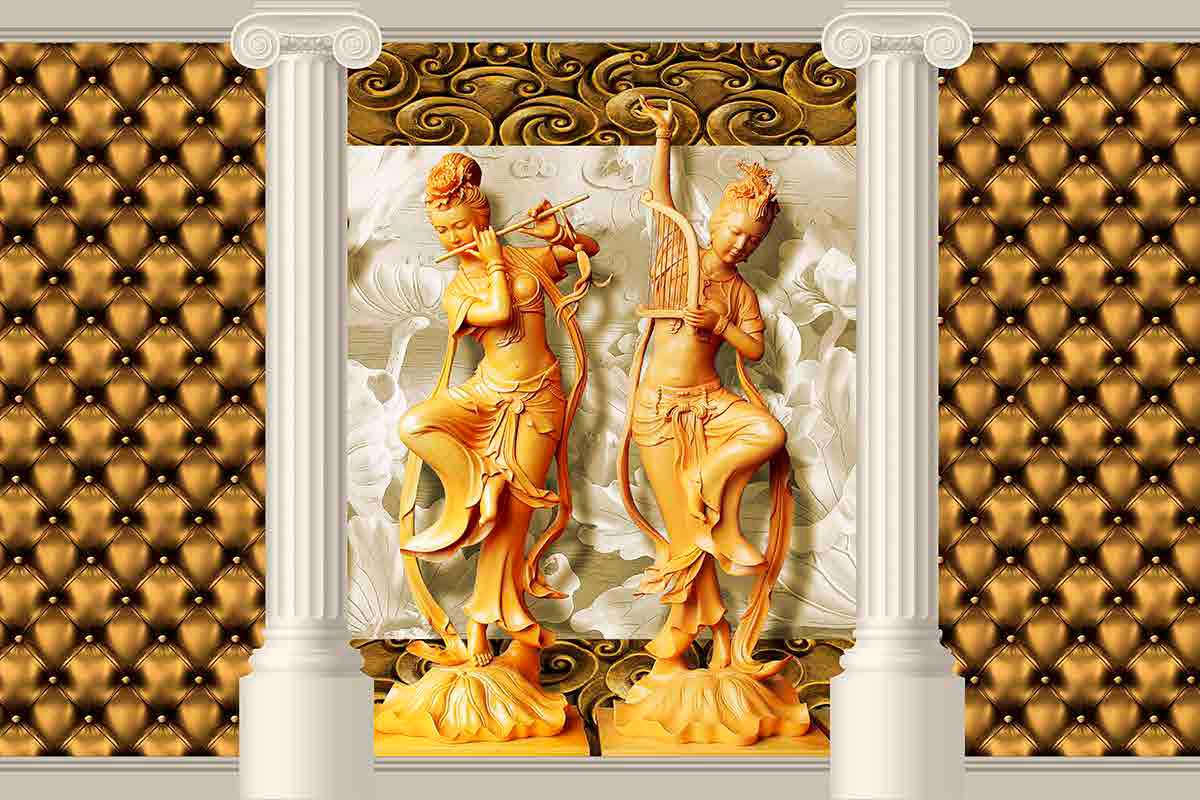 Radha Krishna 3D Wallpaper Print, Customize/ Personalized Wallpaper for Smart Home Office