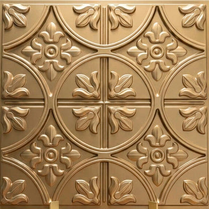Champagne Gold Ornamental Floral Design 3D PVC Ceiling Panel  Front view