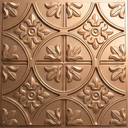 Metallic Coffee Ornamental Floral Design 3D PVC Ceiling Panel  Front view