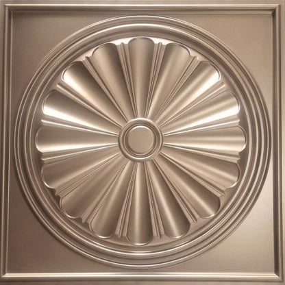 Metallic Coffee Sunburst Design 3D PVC Ceiling Panel  Front View