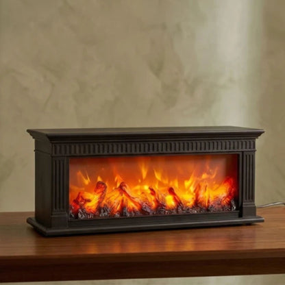 Modern Fluted LED Fireplace Lantern -Classic Black | Size: 64x12x20 cm