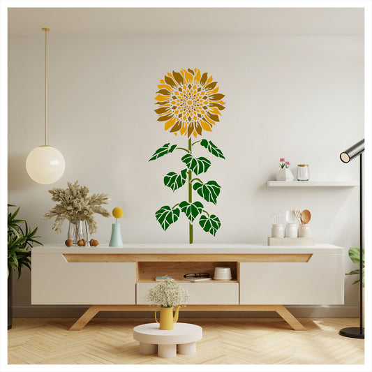 Grand Sunflower Design Stencil for Wall Painting (KDMD1468)