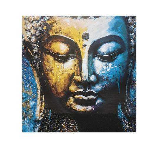 Crystal Glass Painting for Wall Decoration with Golden Frame, Size 81 X 81 Cm- Crystal Buddha