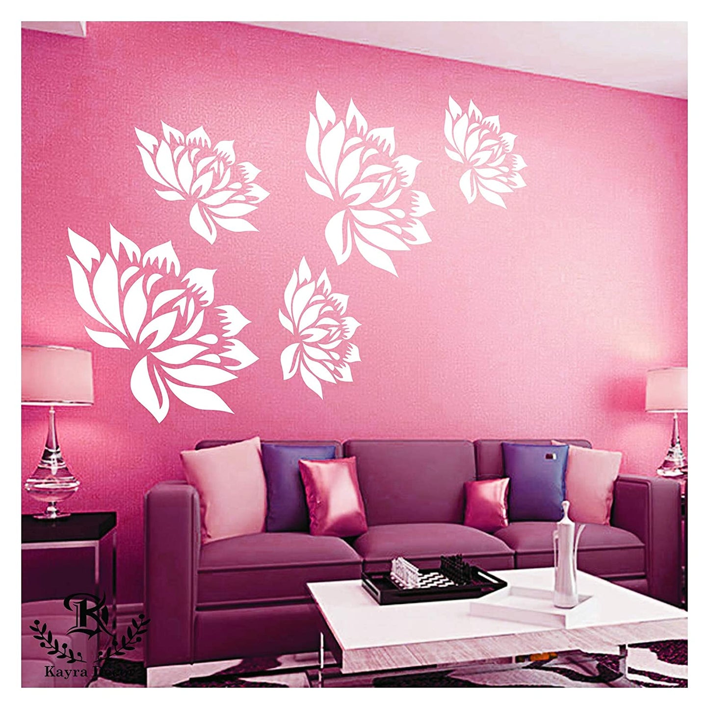 Lotus Flower Wall Design Stencil (KHSNT117)