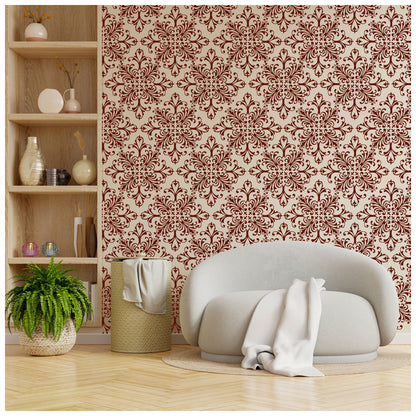Damask stencil for elegant wall painting decor