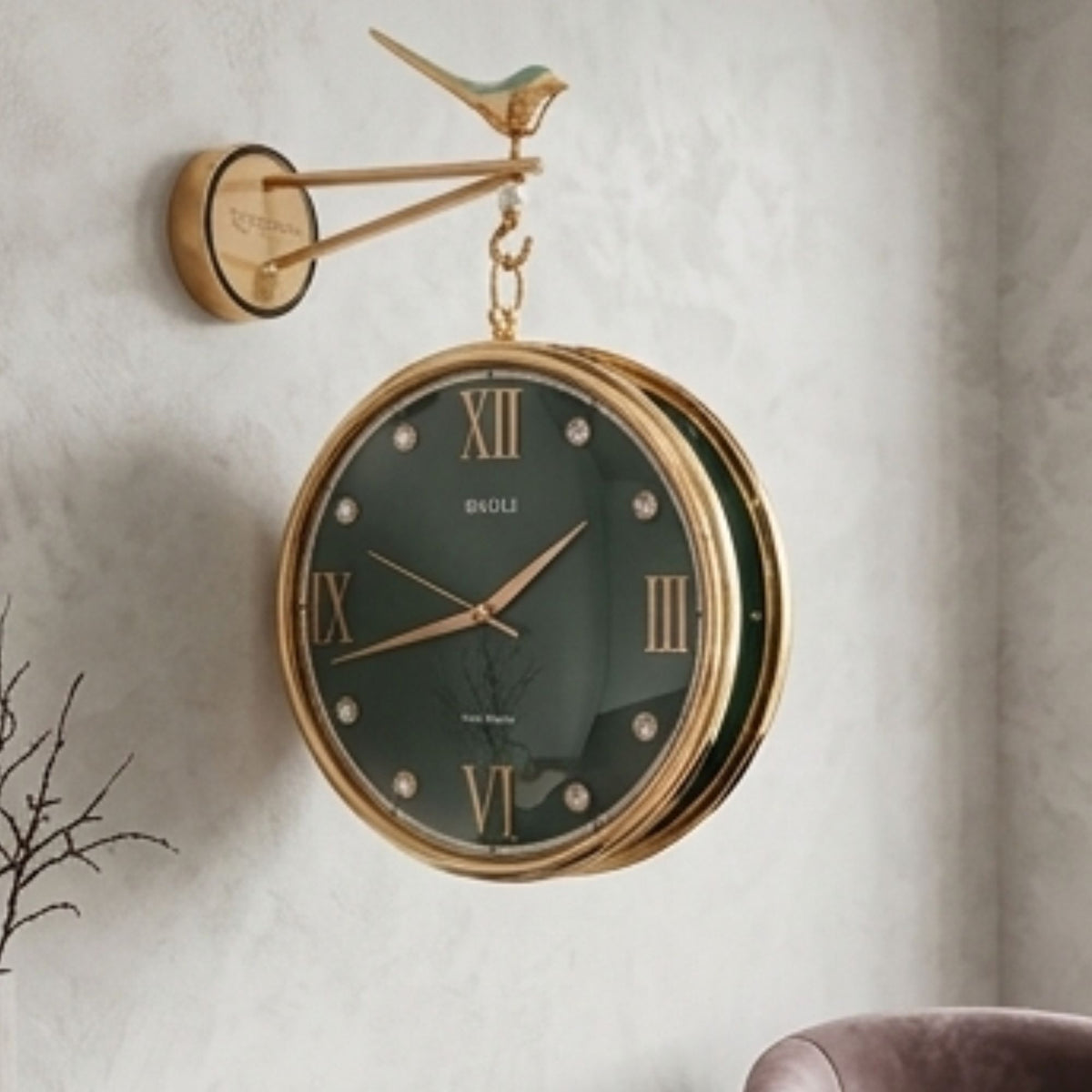 Classic Wall Clock Decorative Size-30 cm | Green Bird Art