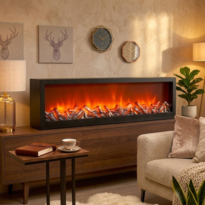 Modern Fireplace Light Lantern Size: 121x36x13 cm - Wide Black
