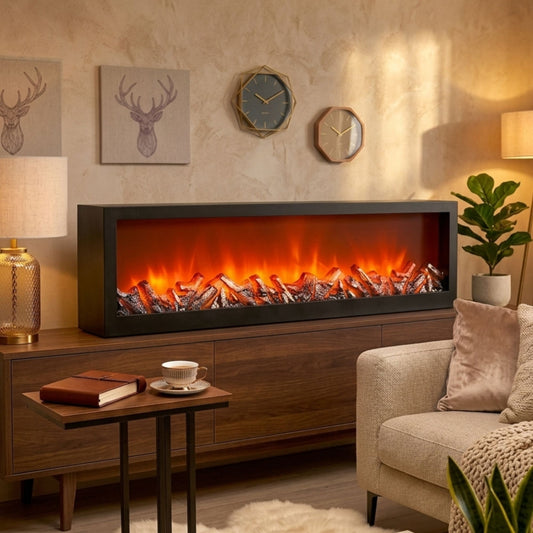 Modern Fireplace Light Lantern Size: 121x36x13 cm - Wide Black
