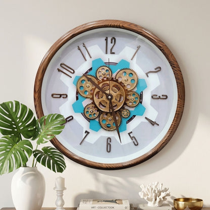 Classic Wall Clock Decorative Size-41 cm | Yellow Wood Grain
