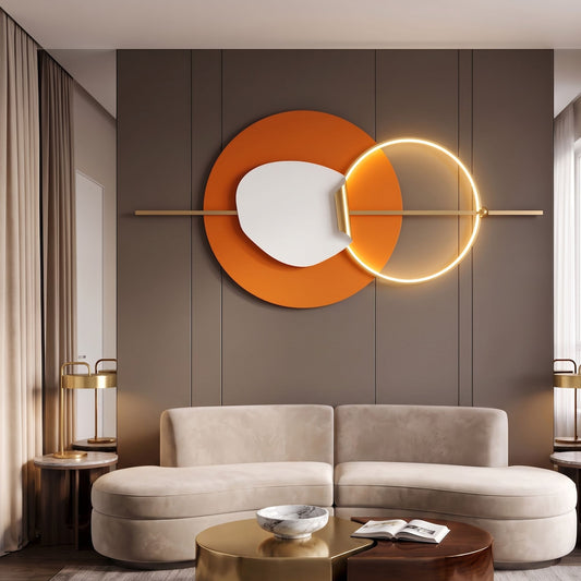 Metal Wall Art with LED - Size 150X70cm -Oval Art