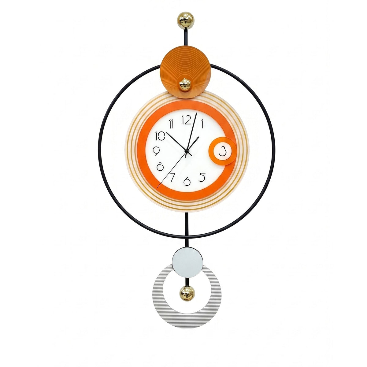 Relife Metal Wall Clock Antique Decorative Size- 88X50X6 cm | Orange Ring