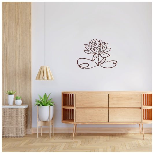 Lotus Flower Wall Design Stencil (KHSNT169) Size-40x60 cm