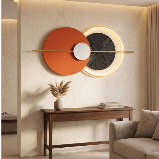 Metal Wall Art with LED - Size 150X70cm -Warm Orange