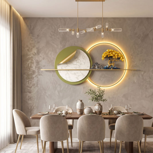Metal Wall Art with LED - Size 150X50cm -Golden Tree with Deer