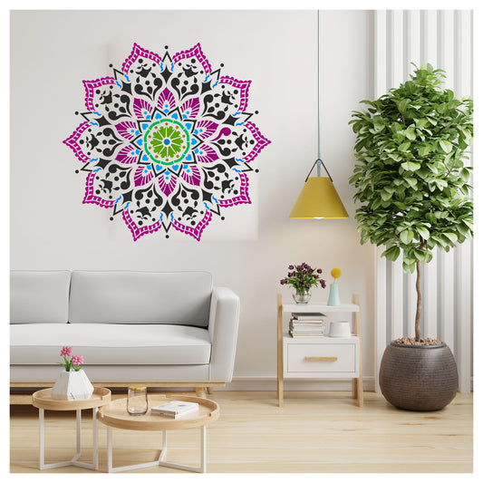 Passion Wheel Mandala Design Stencil for Wall Painting (KDMD1477)