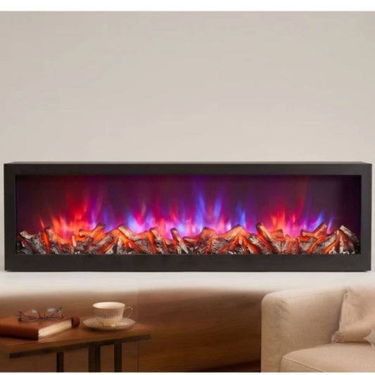 Modern Multicolor LED Fireplace Lantern with Remote Size: 99x28x12 cm- Black Multicolor