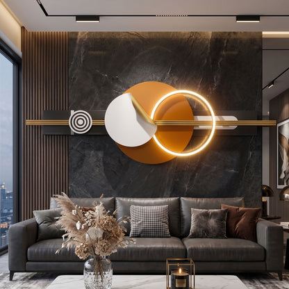 Metal Wall Art with LED - Size 180X60cm -Peel Circle