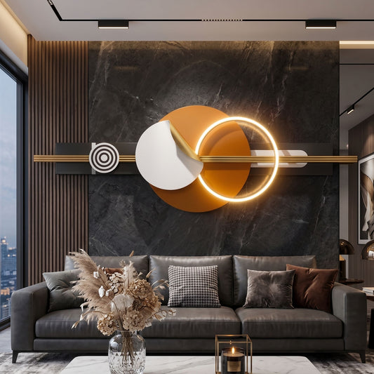 Metal Wall Art with LED - Size 180X60cm -Peel Circle