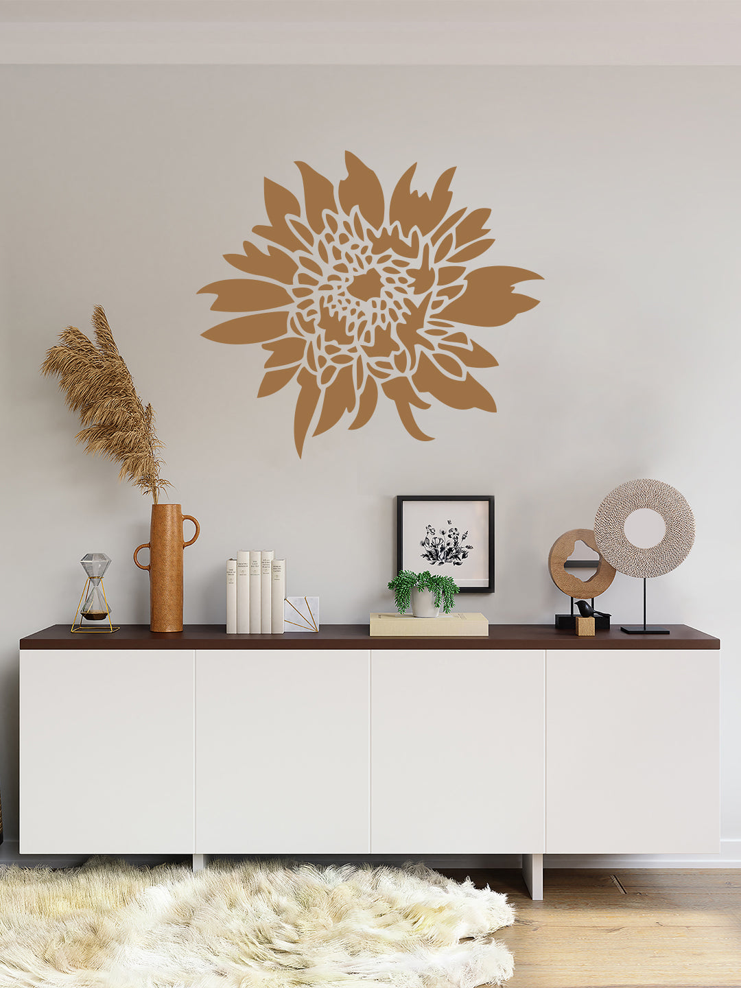 Chrysanthemum Flower Design Wall Stencils