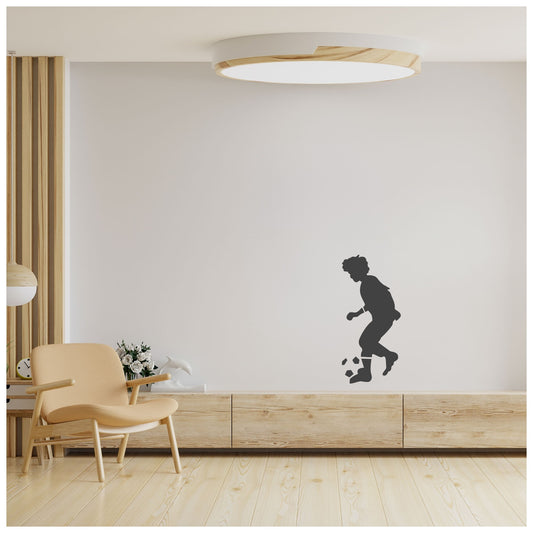 Boy Playing Football Wall Design Stencil (KHSNT134) Size-40x60 cm